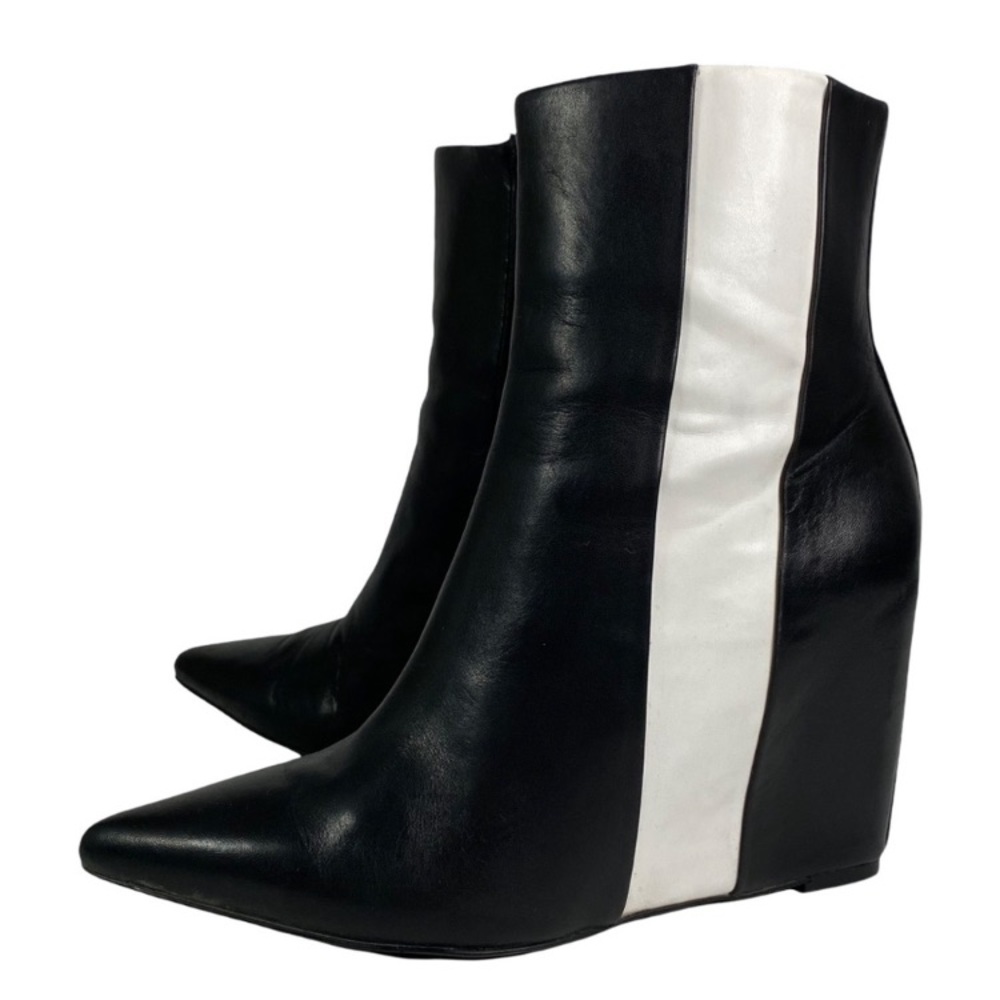 White striped black Calvin Klein wedges